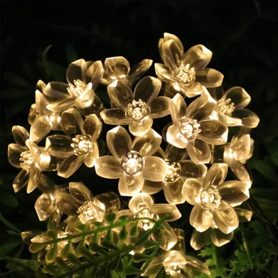 SEMILITS Outdoor Solar String Lights 50LED Flower Shaped Solar Fairy Lights for Christmas Garden Decoration Warm White {3}