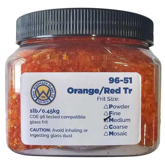 Wissmach Frit Medium Orange/Red Transparent 96-51 1Lb. Jar 96 COE {2}