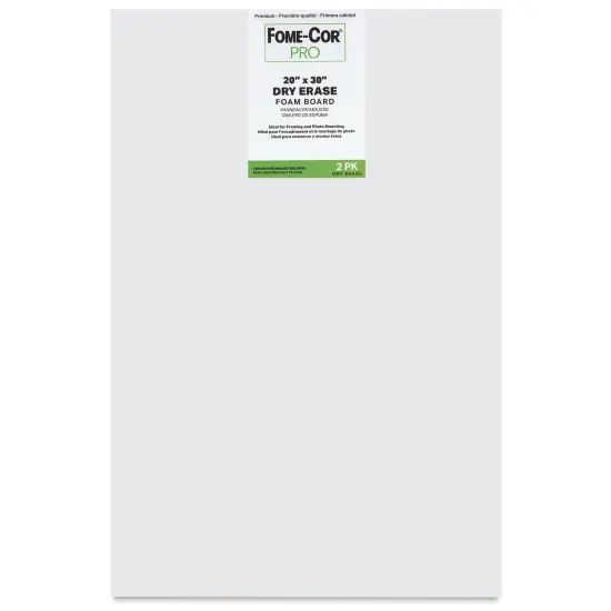 Fome-Cor Pro Specialty Dry Erase Foam Board - 20" x 30" x 3/16", White, Pkg of 2 Sheets {1}