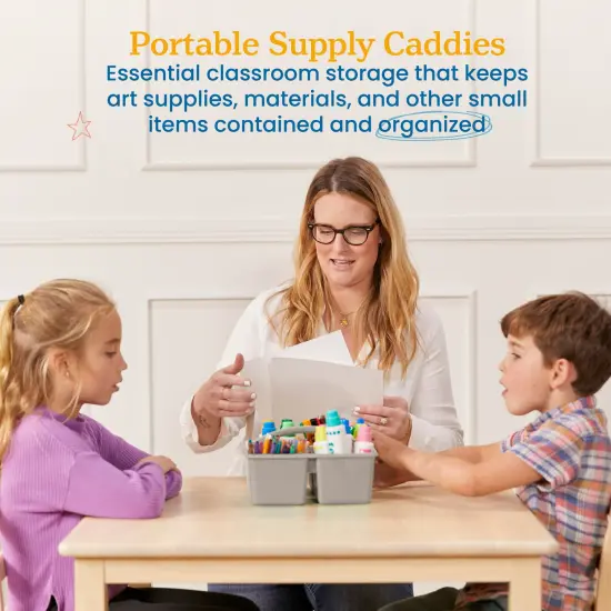 4-Compartment Medium Caddy, Storage Organizer, 6-Pack Grey {3}