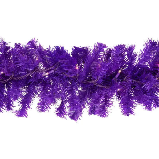 Northlight Pre-Lit Artificial Pine Christmas Garland - 9' - Purple - Clear Lights {7}