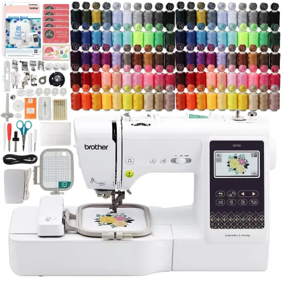 Brother SE700 Embroidery & Sewing Machine w/ 100 Spools, Bobbins & Accessories {1}