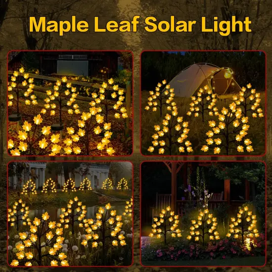 Solar Fall Lights for Thanksgiving Day Decorations Outdoor,2PACK 40LED Artificial Maple Tree for Fall Party Gifts D&eacute;cor Outside Lights,Solar Thanksgiving Path Lights for Home Fall Autumn Decor Orange {5}