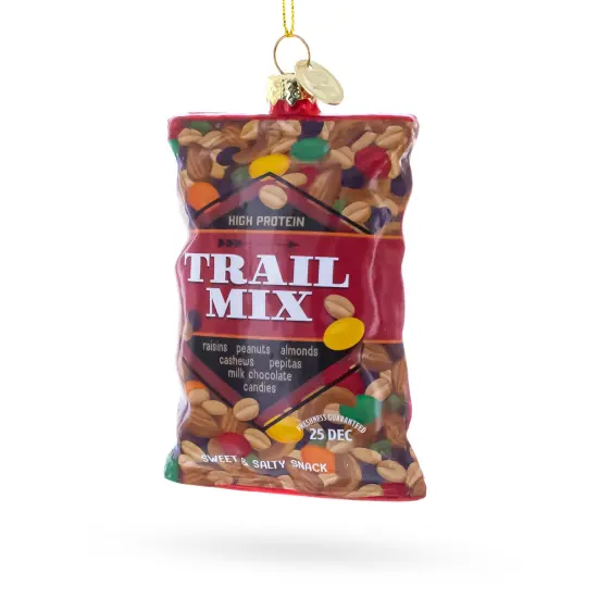Trail Mix Snack Bag Glass Christmas Ornament {4}