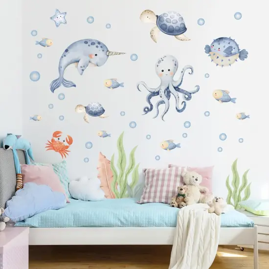 Under The Sea Whales Wall Decal Stickers - Whales Wall Decal Stickers {2}