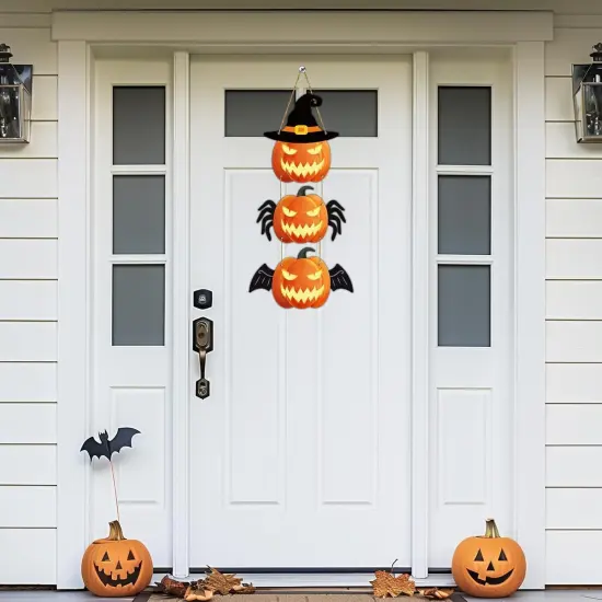Halloween Wreath Scary Pumpkin Front Door {3}