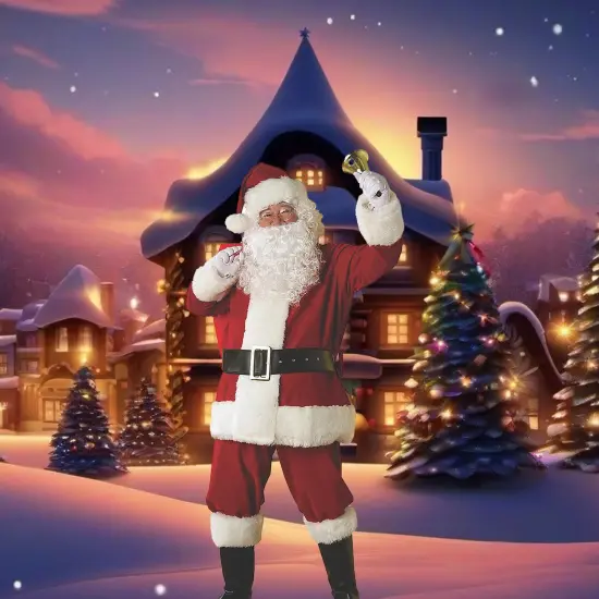 Men&rsquo;s Deluxe Plush Regal Santa Claus Costume &ndash; Holiday Christmas Outfit {3}