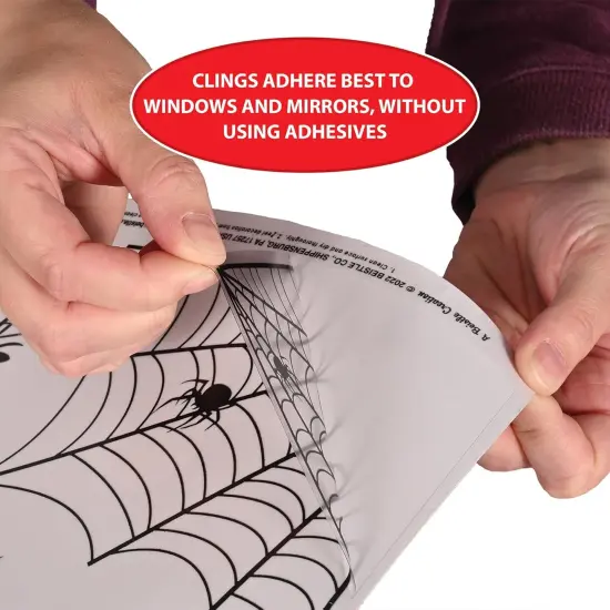 4 Sheets Black Spider & Web Halloween Window Clings (44 Pieces) {3}