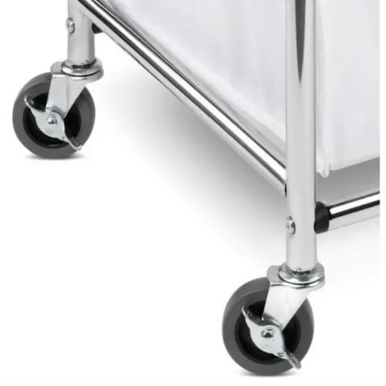 Metal Laundry Sorter Cart with 3 Poly-Cotton Bins and Lockable Casters {3}