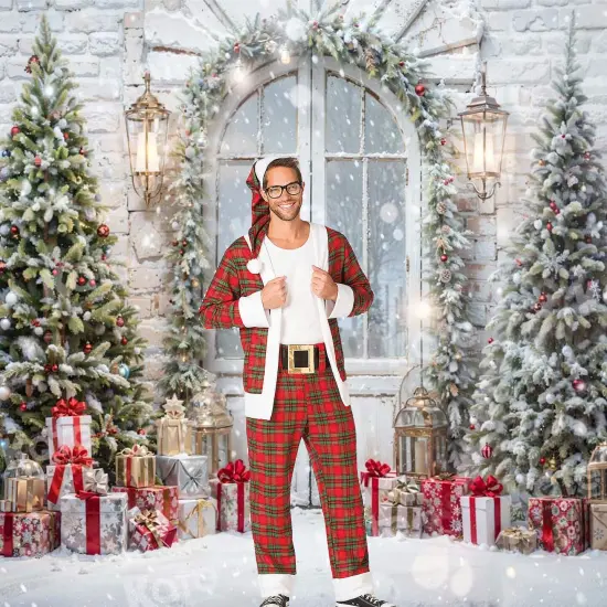 Hipster Mr Claus Costume with Blazer Pants and Hat for Men {3}