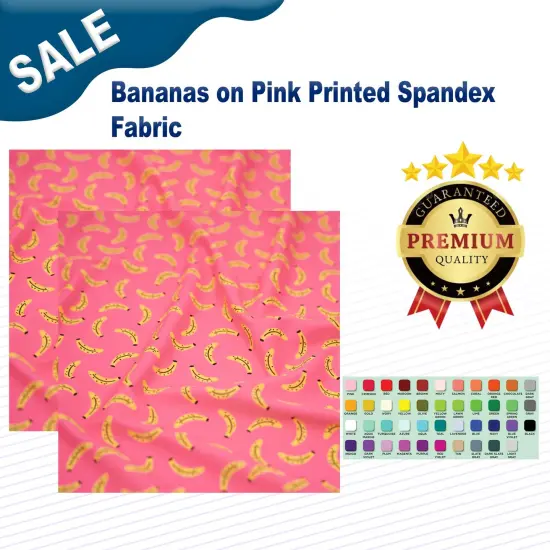 Bananas on Pink Printed Spandex Fabric {1}