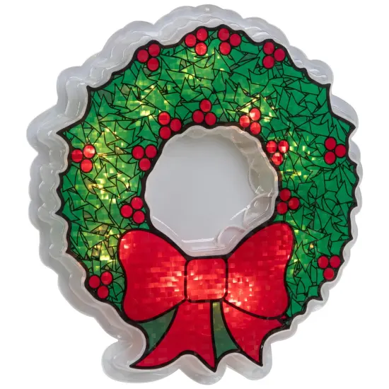 Northlight Lighted Wreath Window Silhouette Christmas Decoration - 11" - Clear Lights Green {5}