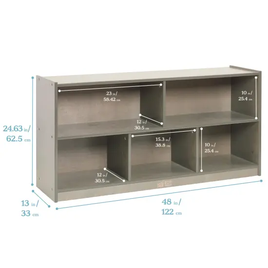 5-Compartment Mobile Storage Cabinet, 24in High Grey Wash {2}
