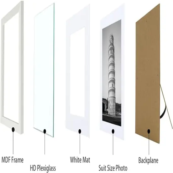 8x10 Picture Frame Set of 9, Display Pictures 5x7 with Mat or 8 x 10 Without Mat, Photo Frame for Wall Mounting or Tabletop Display, White. {4}