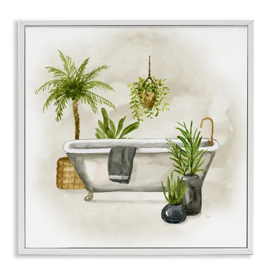 Stupell Industries Plant Filled Bathroom Framed Giclee Wall Art Design by Nan {1}