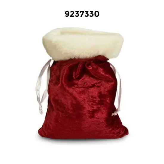 Small Christmas Velvet Bag with Plush Faux Fur 5" x 7" {2}