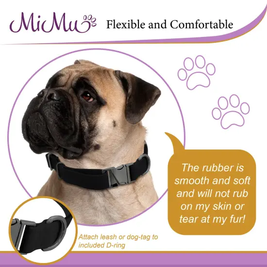 MiMu Large Silicone Dog Collar - Black 25.5in Stylish Dog Collar with Clasp Buckle {5}
