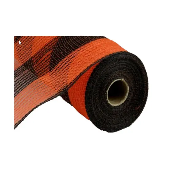 10.5"x10yd Faux Jute Wide Stripe Mesh - Orange/Black - Premium Wreath Supplies-RY8314F7 {2}