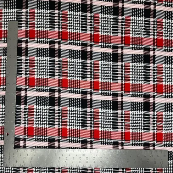 1 Yard Liverpool Knit Plaid Print Fabric Medium Weight Stretch Fabric for Apparel and D&eacute;cor 58"60" Width Red/Black {1}