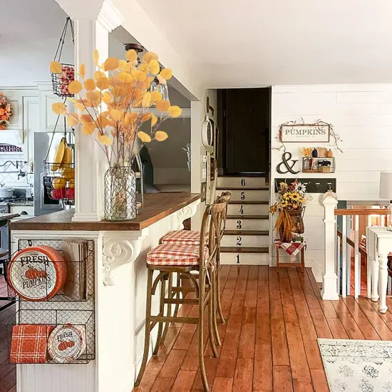 4Pcs Artificial Eucalyptus Leaves Stems 33.8&lsquo;&rsquo; {3}