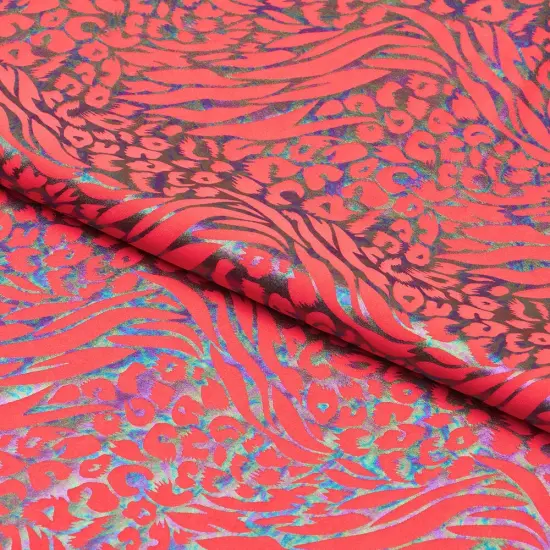 1 Yard Funky Leopard Hologram Spandex Fabric 36" x 58/60" 270 gsm Fuchsia {7}
