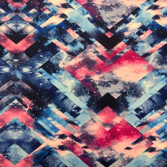 1 Yard Geometric Galaxy Print Spandex Fabric for Activewear Swimwear Leggings Dancewear 58/60 Inch Width {2}