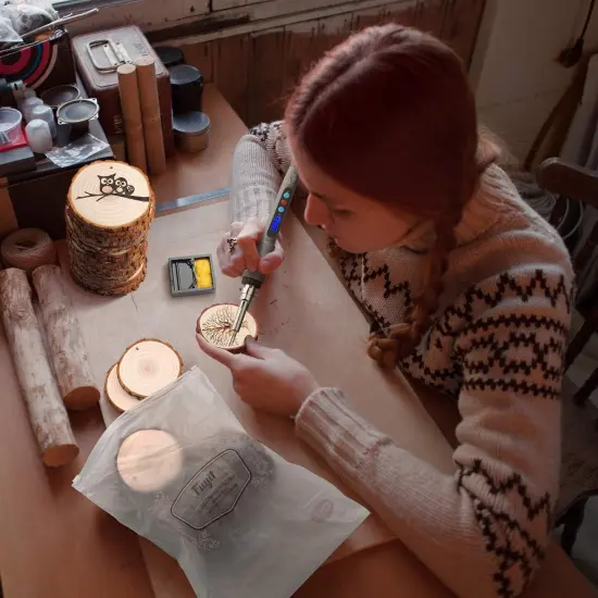 20PCS Natural Wood Slices &ndash; 3.5&ndash;4" Unfinished Predrilled Circles for DIY Crafts & Ornaments {2}