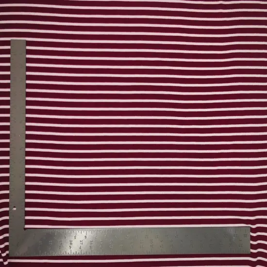 1 Yard Liverpool Knit Horizontal Stripe Fabric for Apparel and DIY Projects 58/60'' Inches Wide Black/Burgundy {5}