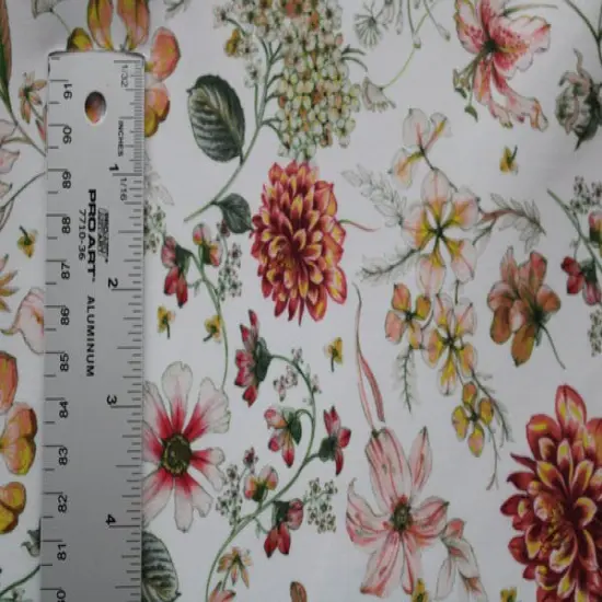 1 Yard Cream Bohemian Flower Stretch Fabric Ideal for Leggings, Swimwear, Costumes 58/60 Inch Width {4}