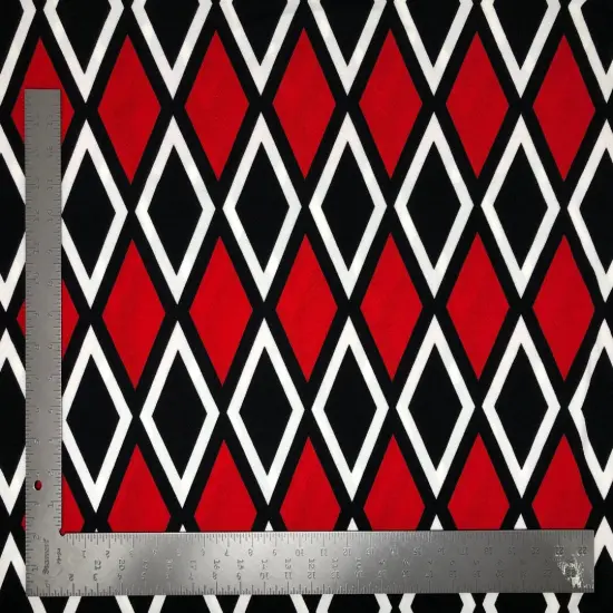 1 Yard Bold Liverpool Knit Geometric Fabric for Apparel, Crafts, and Accessories Width 58-60 Inches Red/Black/White {1}