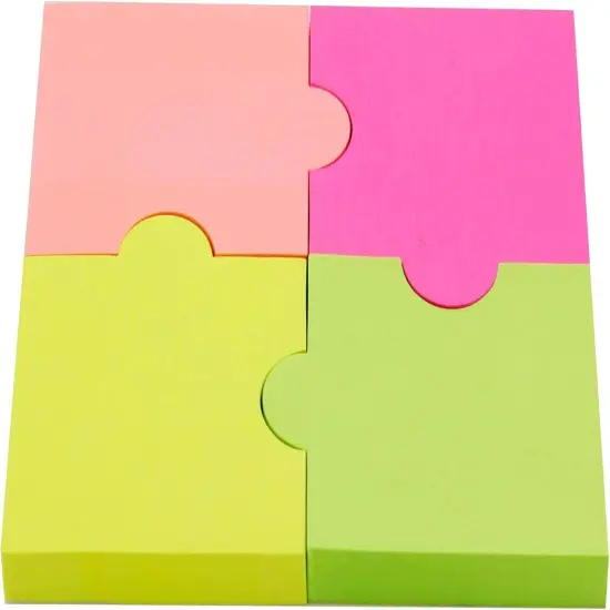 4A 3 Packs Puzzle Shaped Sticky Notes, 2 7/8 x 2 4/7 Inches, 4 Colors, Cute Sticky Notes Colorful Fun Memo Pads for Office, School, Home, 100 Sheets/Pad, 4 Pads/Pack, 1200 Sheets Total, 4A 5020x3 {2}