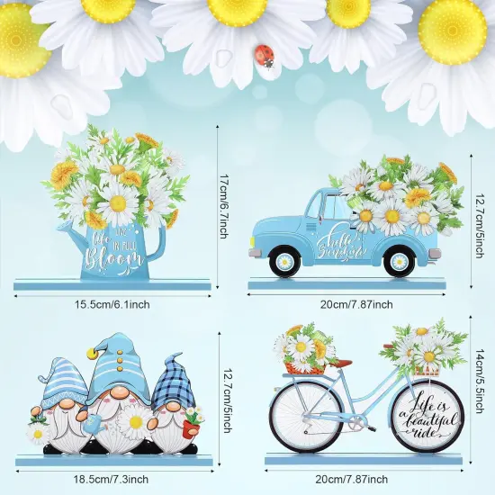 4 Pcs Hello Spring Table Decorations Spring Easter Table Centerpieces {3}