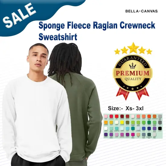 BELLA + CANVAS&reg; Sponge Fleece Raglan Crewneck Long Sleeve Sweatshirt Deep heather {2}