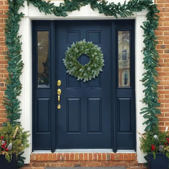 Northlight Pre-Lit Blue Spruce Artificial Christmas Wreath - 24" - Clear Green {7}