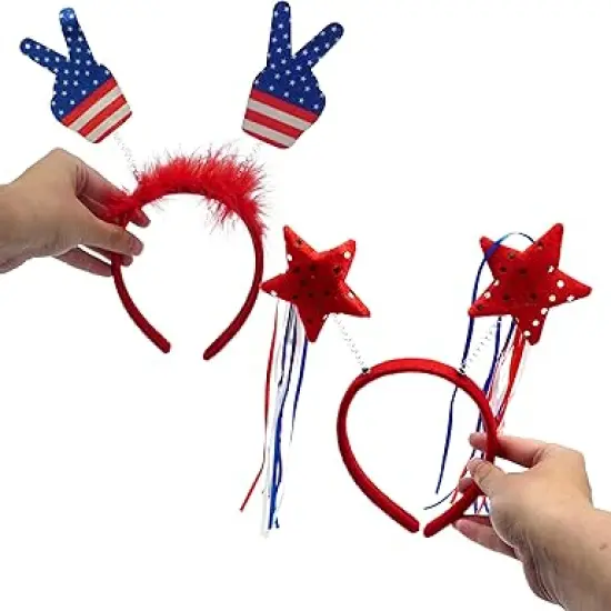 4E's Novelty 10 Pack 4th of July Headband &ndash; Patriotic Accessories for Kids & Adults {6}