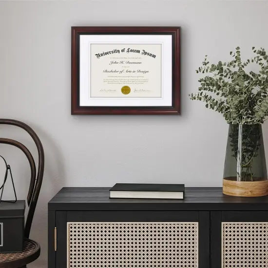 11x14 Diploma Frame - Use as 8.5x11 Certificate Frame or 11x14 Picture Frame Without Mat - Legacy Collection - Black and Mahogany Ornate Frame with Shatter-Resistant Glass, White Mat {5}