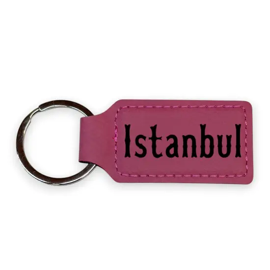 Keychain - Rectangle - Istanbul - Leather Rawhide/Black {2}
