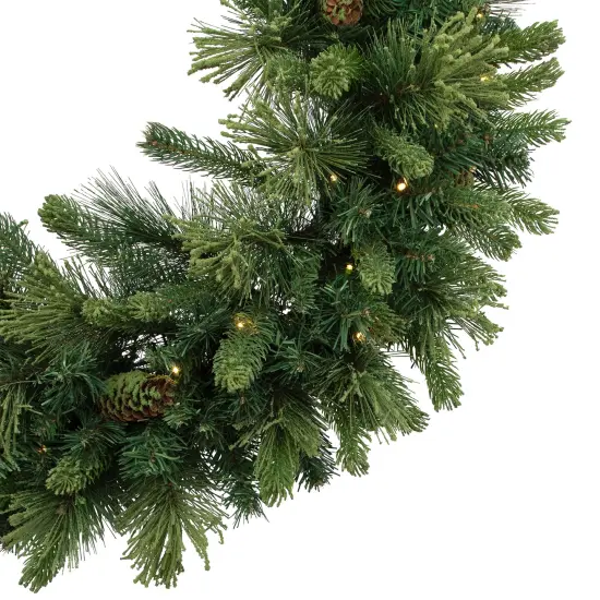 Northlight Pre-Lit Battery Operated Mossy Cashmere Pine Artificial Christmas Wreath - 32" - Clear Led Lights Green {5}