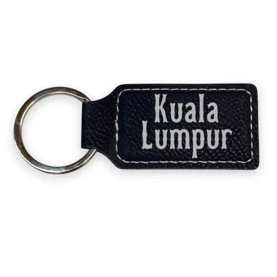 Keychain - Rectangle - Kuala Lumpur - Leather Pink/Black {3}