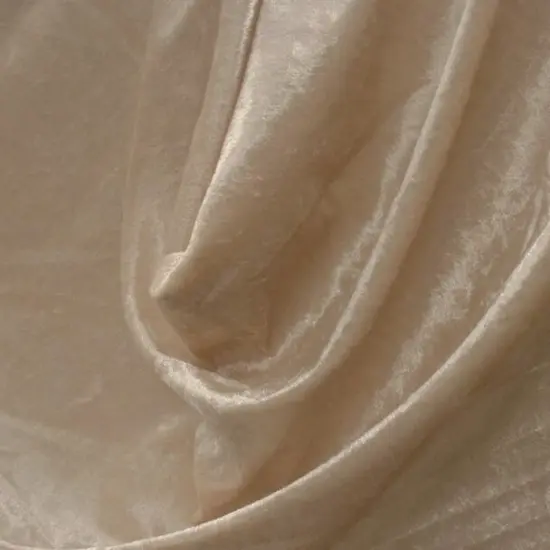 1 Yard Beige Crushed Panne Velour Fabric 58/60" Wide Lightweight Stretch Velvet 100% Polyester {1}
