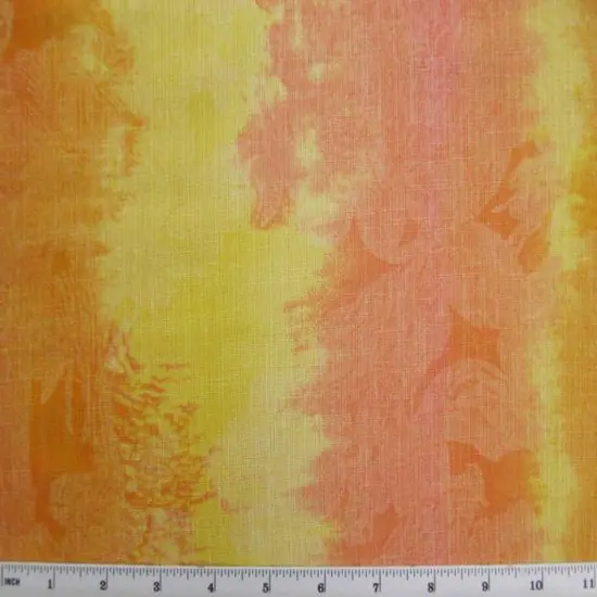 1 Yard Orange Yellow Linea Fabric Printed Linen Look Polyester for Travel & Apparel 58/60" Wide {1}