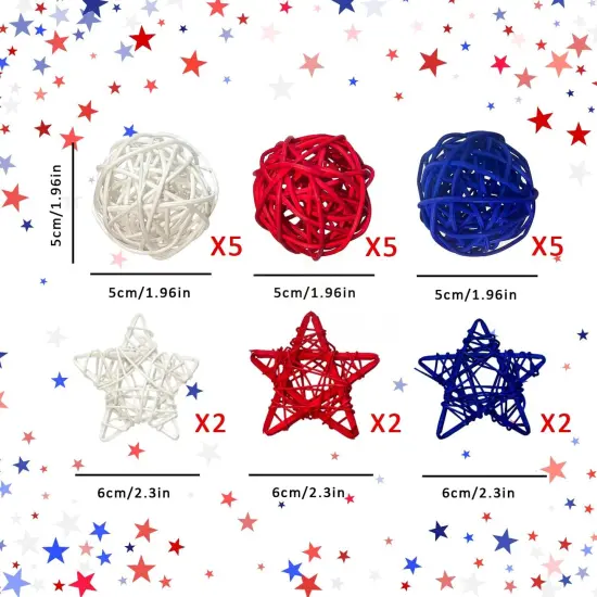 21pcs 4th of July Decoration Balls Rattan Decoration (21) {4}