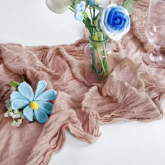 6-Pack Dusty Pink Cheesecloth Table Runners &ndash; 10FT (35x120 Inch) {2}