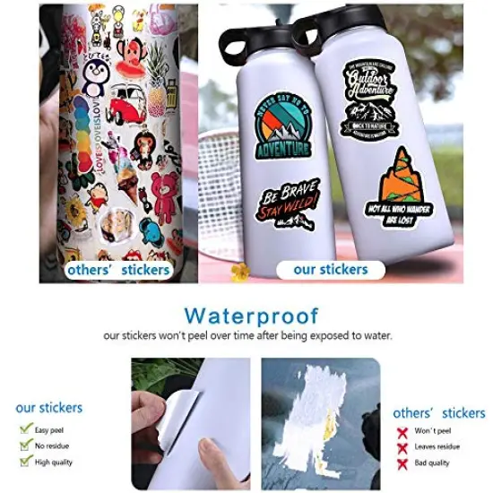 100pcs Outdoor Camping Hiking Adventure Stickers, Wilderness Nature Travel Camper Stickers for Water Bottle Laptop Luggage Cup, Waterproof Summer Camp Stickers Decals for Adults Teens Girls Boys Kids {6}