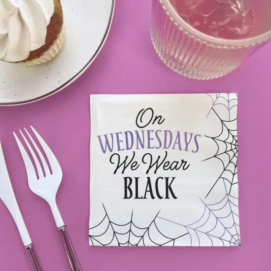 Big Dot of Happiness Goth Girl Napkins, Black and Purple Halloween or Gothic Birthday Party Decor, White 3-Ply Paper Luncheon Napkins - 24 Count {4}