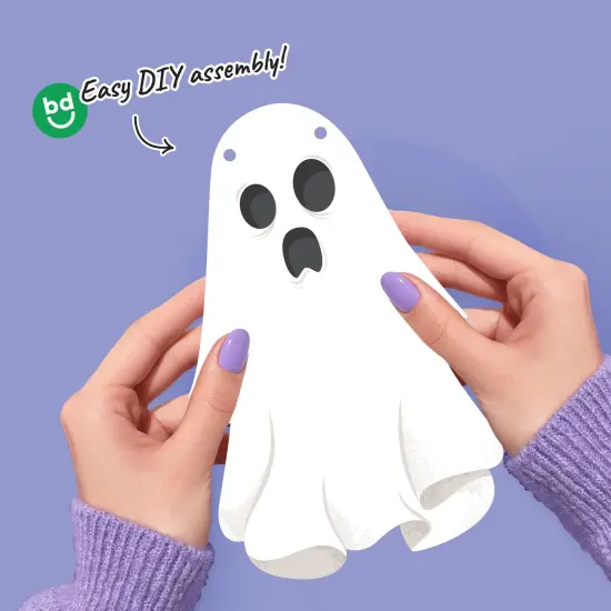 Big Dot of Happiness Spooky Ghost Garland Banner, Halloween Party Decorations Backdrop, 30 Feet of Cord, 15 Paper Ghost Shapes {4}