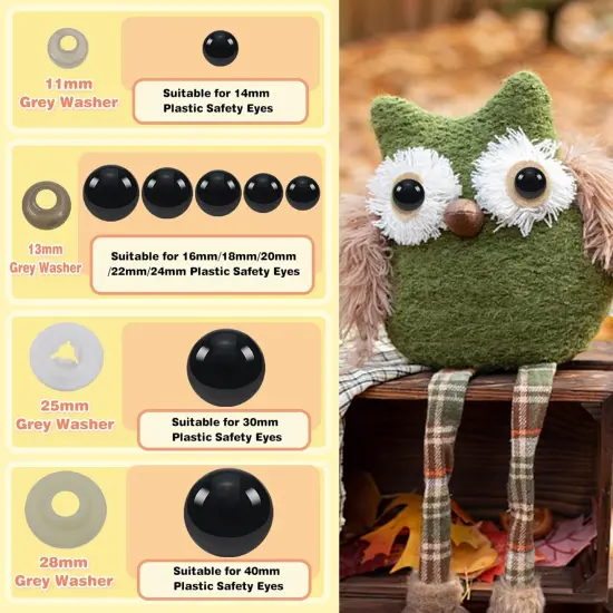 150pcs Large Safety Eyes Crafts Doll Eyes with Washers 14mm to 40mm {3}