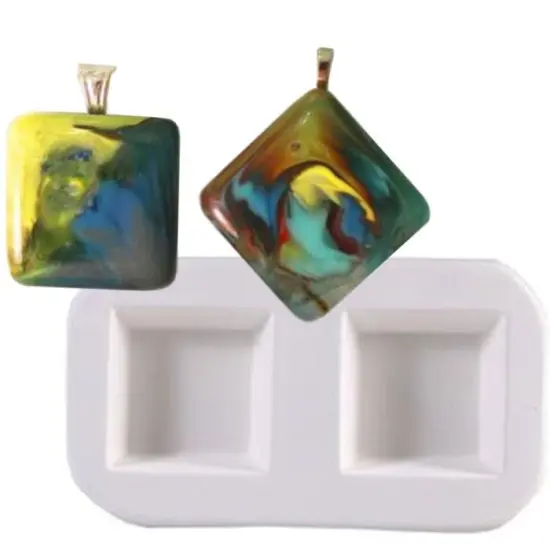 5.25&rdquo; x 3" x 1" Two Cast-a-cab Squares Frit Casting Glass Fusing Kiln Mold {1}