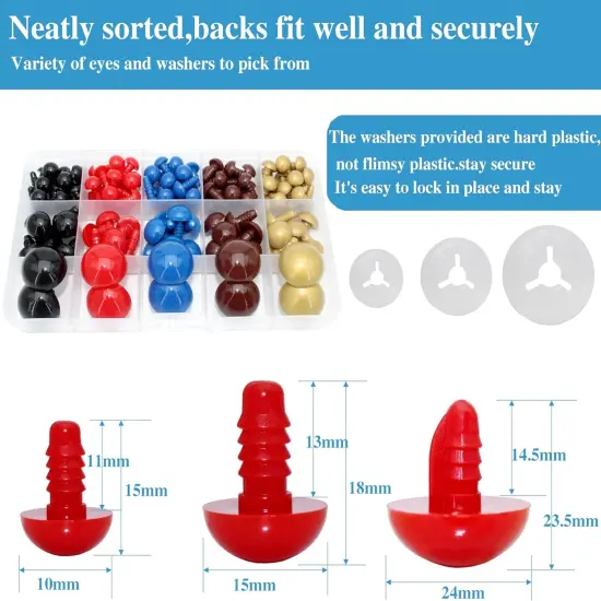 1Box(160pcs) 3Size 5Colors Threaded Shank Design Plastic Safety Eyes Craft Eyes {3}