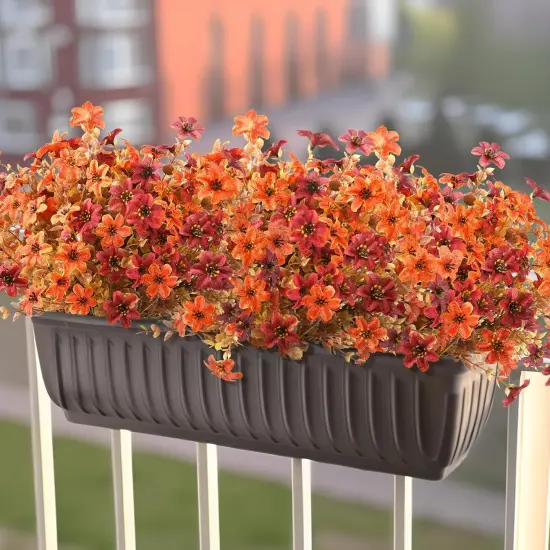 Artificial Mums Flowers Outdoors (Orange Brown) {3}